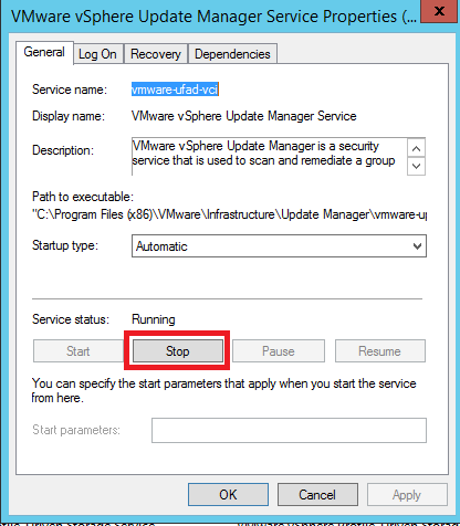 beim Verbinden des VMware Update Managers ist ein schwerwiegender Fehler aufgetreten